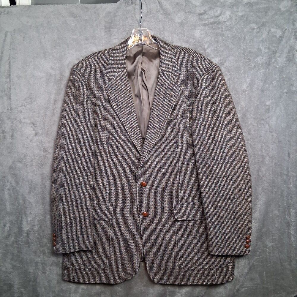 Vtg Harris Tweed Blazer Hand Woven Scottish Wool Measurements In Description USA